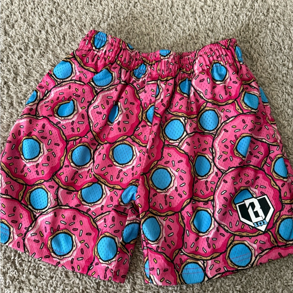 Pink and Blue Donut Print Kids Shorts